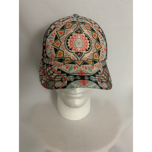 Billabong Aztec Tribal Mesh Snapback Baseball Cap Hat Geometric Vintage - Picture 1 of 4
